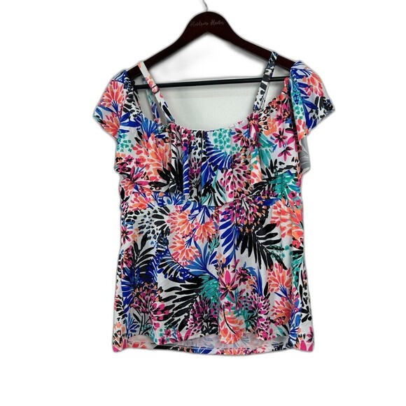 Island Escape Women Plus Size 18W La Flor Underwire Tankini Top Multicolor N2 - Picture 4 of 13